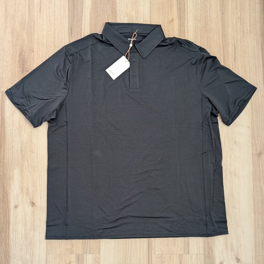 NWT Quince Flowknit Breeze Performance Polo XXL Heather Black Men’s
